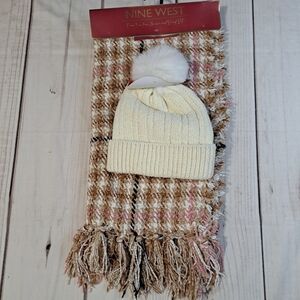 2 FOR 20 SALE Nine West Cream Beanie and Multicolor Scarf Set